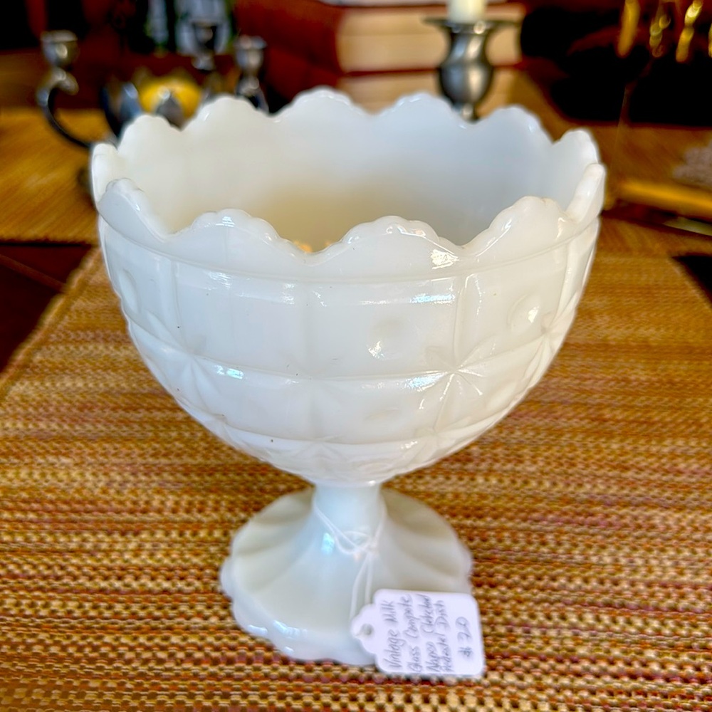 Vintage Milk Glass Napco Cleveland Pedestal Dish